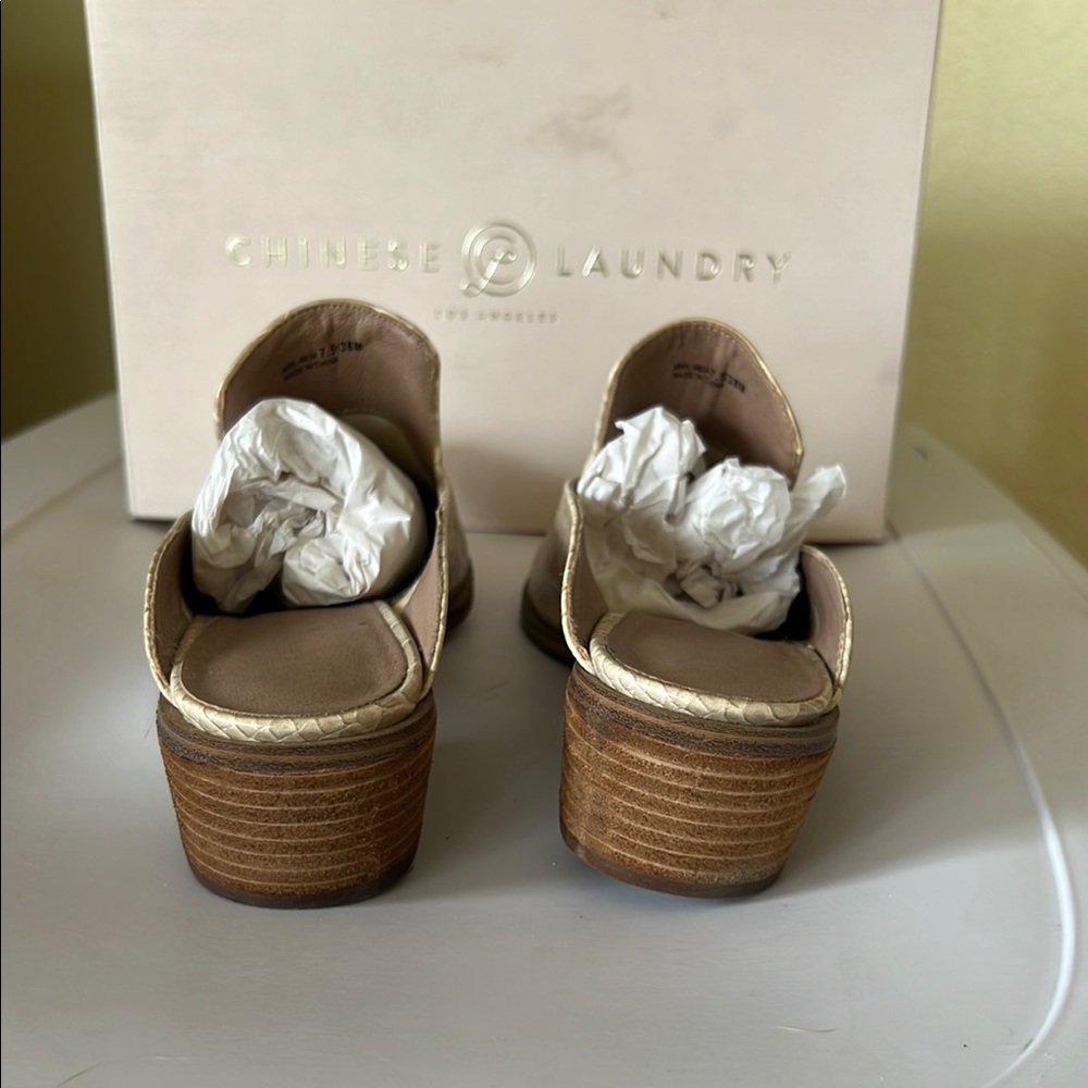 Chinese Laundry Cream Ankle Booties with Textured Leather - Picture 2 of 10